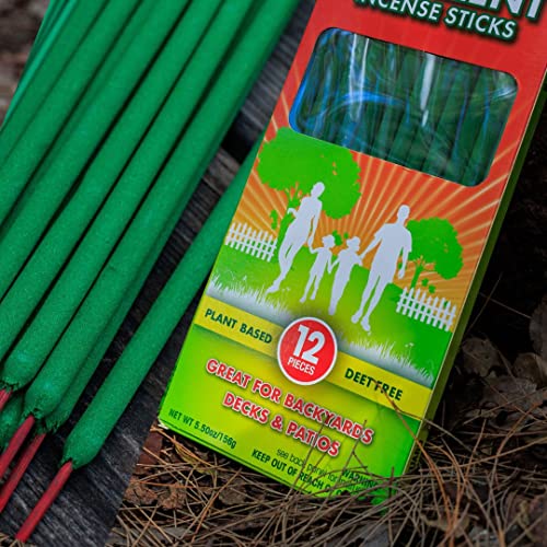 Mosquito Guard 12 Mosquito Repellent Sticks - 2.5 Hrs Protection 1ft, Natural Plant Based Citronella Incense Sticks -Outdoor Patio
