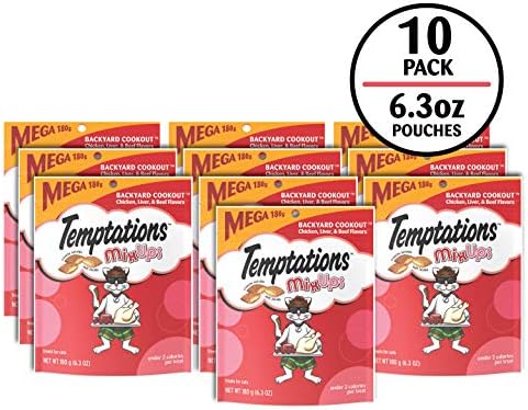 Temptations MixUps Backyard Cookout Flavor Crunchy and Soft Cat Treats, 6.3 oz. Pouch (Pack of 10)