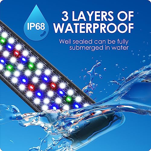 Gamalta Aquarium Light, 42W 24/7 Lighting Cycle, Sunrise/Daylight/Moonlight Mode and Custom Mode with Expandable Bracket, Adjustable Timer and 7 Color Brightness for 48~54IN