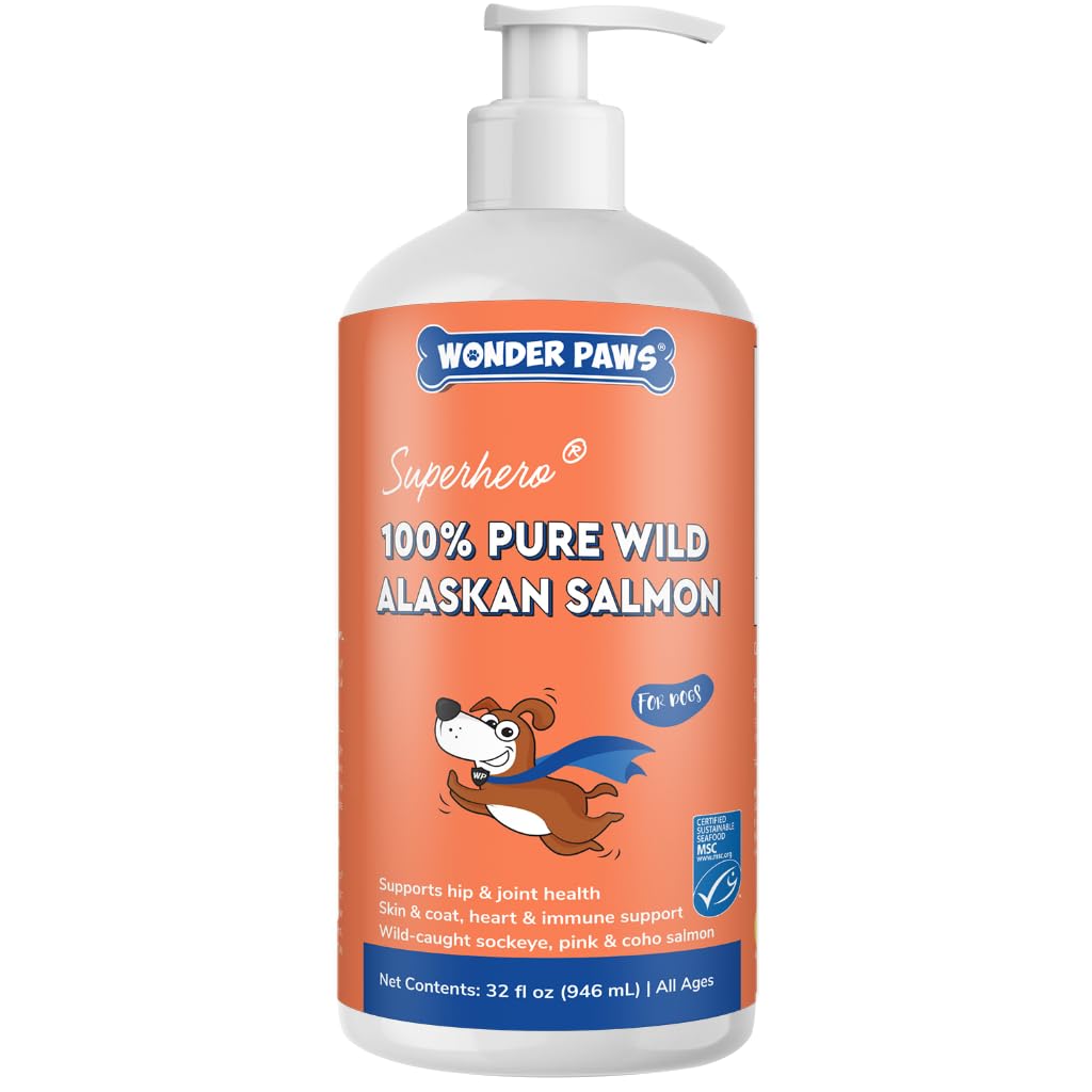Premium Wild Alaskan Salmon Oil for Dogs – MSC Certified Wild Alaskan Fish Oil for Skin & Coat, Hip & Joints, Allergies & Itchy Skin- Omega 3 Fish Oil for Dogs with Sockeye Salmon Oil (32oz)