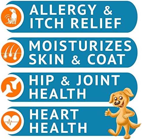 Omega 3 Alaskan Fish Oil Treats for Dogs (360 Ct) - Dry & Itchy Skin Relief + Allergy Support - Shiny Coats - EPA&DHA Fatty Acids - Natural Salmon Oil Chews - Hip & Joint Support - Salmon Flavor