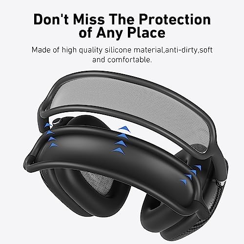 Case Cover for AirPods Max Headphones,AHBTEYM Carbon Fiber Texture TPU Ear Cups Cover/Ear Pads Case Cover/Headband Cover for Apple AirPod Max,Accessories Silicone Protector Cover(Matte Black)