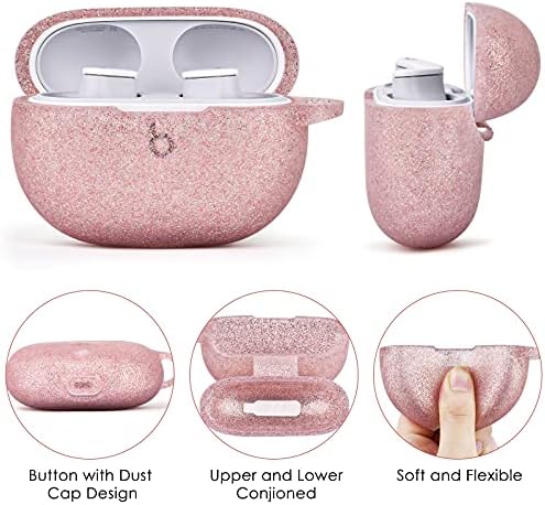VISOOM Compatible with Beats Studio Buds 2021 Case, Silicone Soft Carrying Cases Protective Wireless Charging Cover Skin with Beats Studio Earbuds Accessories Keychain for Women&Girls