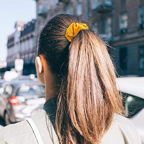 Semato 16 Pack Yellow Velvet Scrunchies for Hair Scrunchy Hair Ties Ropes for Women or Girls Hair Accessories