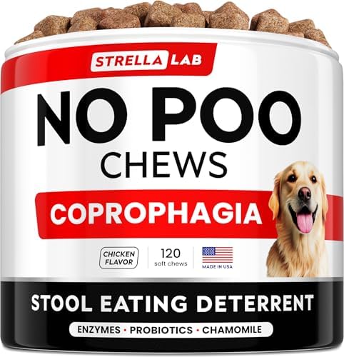 STRELLALAB No Poo Chews for Dogs - Coprophagia & Stool Eating Deterrent with Probiotics, Digestive Enzymes & Breath Aid Support - Stop Dog Poop Eating - Made in The USA