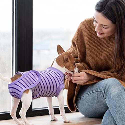 Dog Recovery Suit, Surgical Recovery Suit for Male Female Dogs Cats Spayed Onesie After Surgery, Dog Post Surgery Suit Anti Licking & Biting Surgical Shirt with Pee Hole,Purple Large