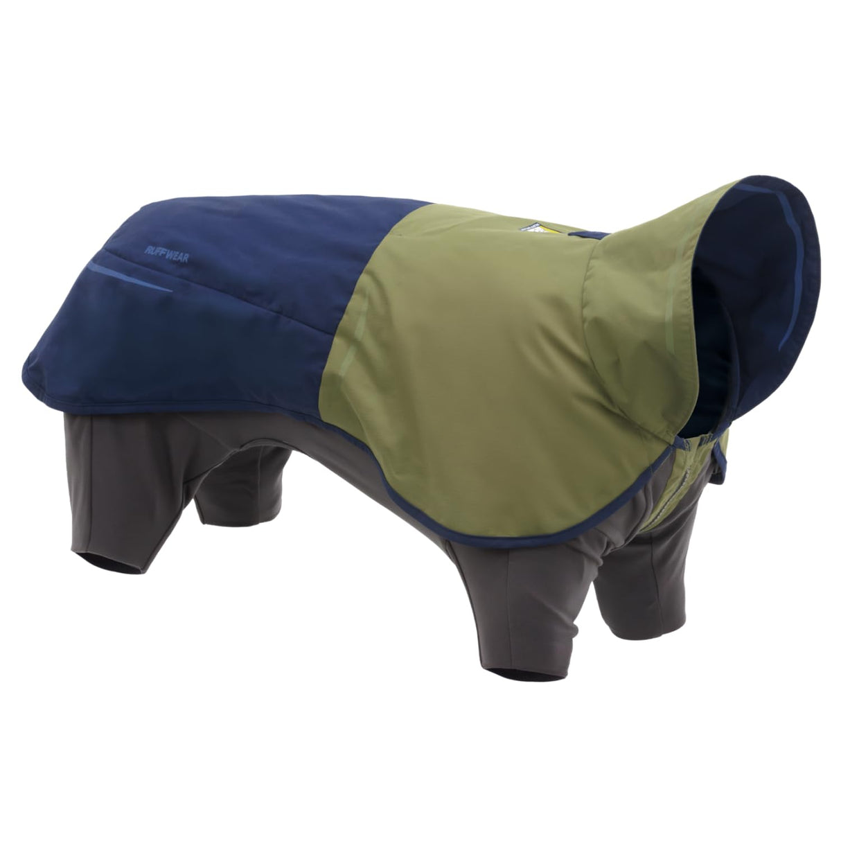 Ruffwear, Sun Shower Dog Raincoat Coverall, Waterproof & Windproof All-Weather Jacket with Full Coverage & Leg Straps, Lightweight & Reflective Dog Gear, Midnight Blue, XX-Small