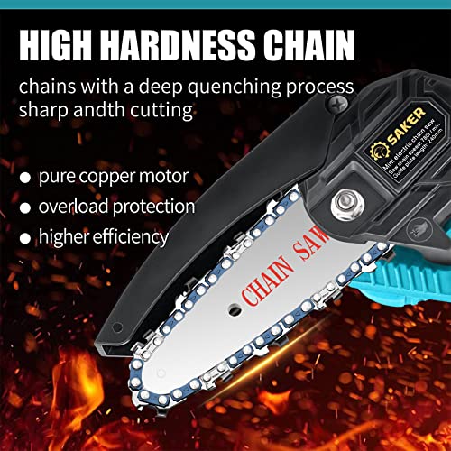Saker Mini Chainsaw,Portable Electric Chainsaw Cordless,Handheld Chain Saw Pruning Shears Chainsaw for Tree Branches,Courtyard,Household and Garden(SAKER Mini Chainsaw + 1 Battery)