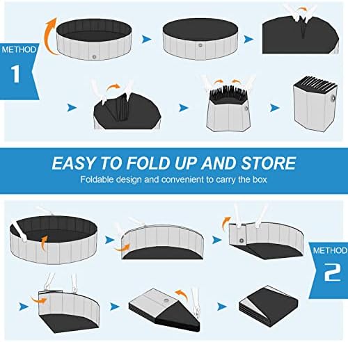 Niubya Portable Dog Pool, Foldable Pet Swimming Tub, Anti-Slip Collapsible Pet Bathtub, Hard Plastic Bath Pool for Pets Dogs and Cats, 40 x 12 Inches