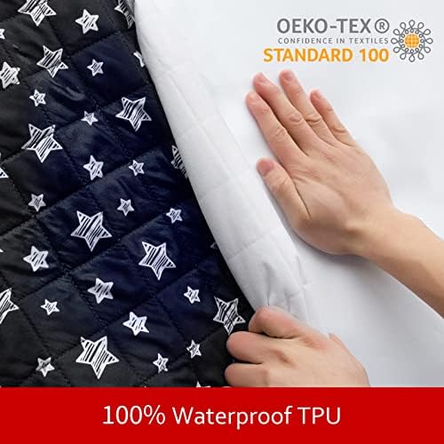 Waterproof Dog Bed Covers Replacement Washable Pet Hair Easy to Remove, Noiseless Quilted Puppy Pet Bed Cover Lovely Black Star Print 44x54 Inches, for Dog/Cat, Cover Only