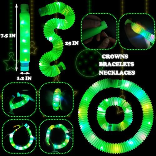 St Patricks Day Green Glow Sticks Party Favors Toys Gifts for kids,Saint Patricks Light up Bracelets Necklaces Accessories Decorations,St Patty's Non Candy Goodie Gift Bag Stuffers Treats for Boy Girl