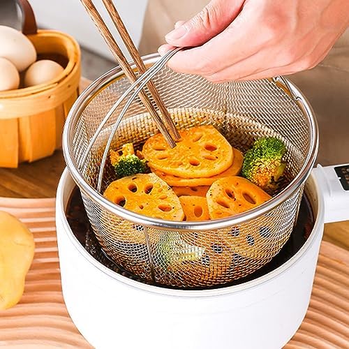 Mesh Steaming Basket, Steamer Basket for Instant Pot Accessories Stainless Steel with Comfortable Folding Handles Heat Resistant Steaming Basket for Cooking Kitchen 11cm*3.9in (20CM/7.9in)