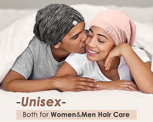 YANIBEST Silk Satin Bonnet Hair Wrap for Sleeping - Adjustable Stay on Silk Lined Slouchy Beanie Hat for Curly Hair and Braids Black-Wine