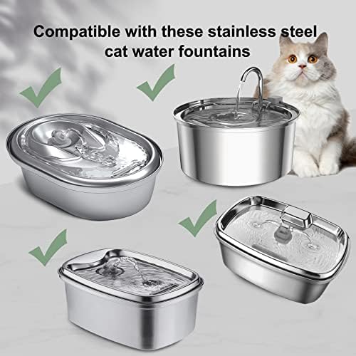 Cat Water Fountain Filters, Compatible with Stainless Steel Pet Fountain 8 Filters with 8 Sponges Replacement Filters for Cat Fountain (4 Filters& 4 Sponges)