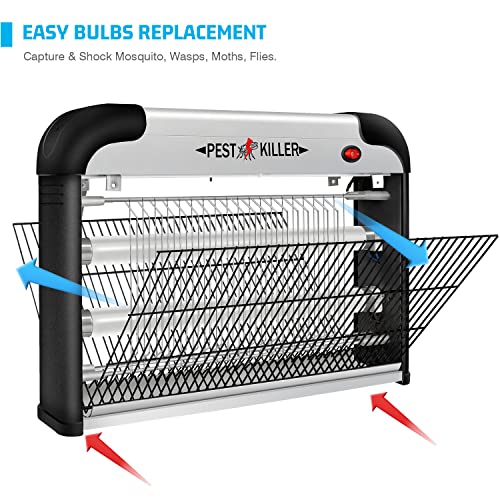 Indoor Electric Bug Zapper, 2800V Powerful Flying Insect Mosquito Killer w/ 20W Blue Light Attract, Plug-in Pest Control Machine for Moth, Fruit Fly, Fungus Gnat, Garage Bug Catcher/Eliminator/Trap