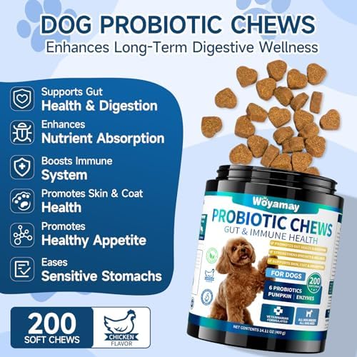 Probiotics for Dogs, 200 Soft Treats Dog Probiotics for Digestive Health & Immune System, Probiotic Chews for Dogs, Support Gut Health | Itchy Skin | Diarrhea | Gas Relief Treatment