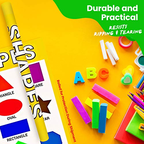 School Smarts Shapes Poster for Classroom Wall or Home - 17" x 22" Shapes Chart for Toddlers Homeschool Preschool - Fully Laminated Durable Material