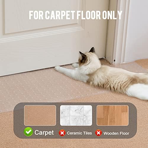 Uross Carpet Protector for Pets - Cat Carpet Protector for Doorway, Anti Scratch Under Door Cat Scratch Protector Mat, Easy to Cut Plastic Carpet Scratch Stopper, Cat Scratch Guard Carpet 3.6FT*3PCS
