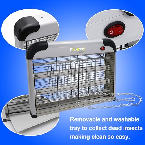 Phosooy Electric Bug Zapper, 2800V High Grid Indoor Mosquito Killer with 20W Lamps, Plug-in Hanging Insect Trap for Mosquitoes, Moths, Gnats, Flies and Flying Insects Indoor Use