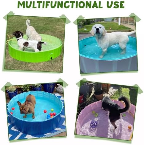 Furrybaby Dog Pool, Foldable Dog Pools for Large Dogs Portable Pet Pool Kiddie Pool Doggie Wading Pool Dog Swimming Pool(Green 63'') Indoor and Outdoor