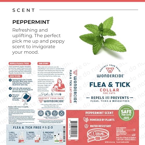 Wondercide - Flea and Tick Cat Collar - Flea, Tick, and Mosquito Repellent, Prevention for Cats - with Natural Essential Oils - Pet and Family Safe - Up to 4 Months Protection