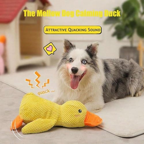 Mellow Dog Calming Duck, 2025 New Yellow Duck Dog Toy, The Mellow Dog Duck, Calming Duck Dog Toy, The Mellow Dog Calming Pillow, Dog Duck Toy with Quacking Sound for Indoor Dog (Yellow)