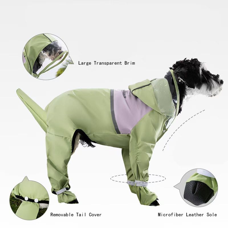 Waterproof Dog Raincoat with Clear Hood & Leash Hole Adjustable Dog Rain Jacket with Full-Leg Coverage for Dry Paws – Lightweight & Breathable for Small/Medium Dogs(Blue, X-Large)
