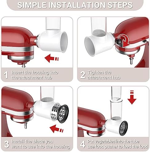 Slicer Shredder Attachment for Kitchenaid Stand Mixer, Cofun Shredder Accessories, Mixer Assecories for Kitchenaid Mixer, Cheese Grater Attachment for Kitchenaid with 3 Blades