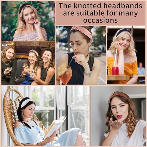 Headbands for Women, 8Pcs Knotted Headbands Fashion Women Hair Accessories Coffee Series Knotted Wide Headbands
