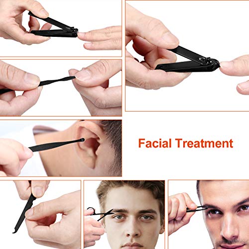 Manicure set Men Personal Care Tools Accessories Finger and Toe Nail Clippers Kit Professional Manicure Pedicure Kit With Travel Case Nail Grooming Kit Present for Men Husband Boyfriend Parent