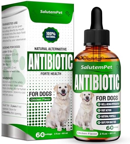 Dog Antibiotics | Natural Antibiotics for Dogs to Help with Infections, Cough, Allergies | Dog UTI Treatment for All Breeds | Puppy & Dog Itch Relief | No GMOs | 2 Oz