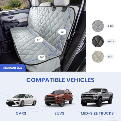 4Knines Dog Seat Cover Without Hammock for Cars, SUVs, and Small Trucks (Grey)