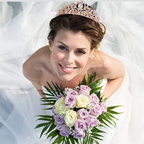 COCIDE Tiara Crystal Crowns Princess Rhinestone Crown with Combs Bride Headbands Bridal Wedding Prom Birthday Party Hair Accessories Jewelry for Women Girls (Rose Gold)
