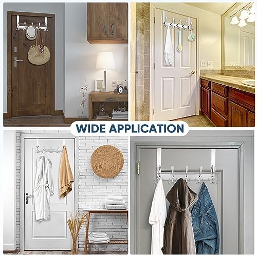 TICONN Over The Door Hooks, 5 Heavy Duty Tri Coat Rack All Metal Coat Hanger for Jacket Hat Towel Bags in Bathroom Bedroom Dorm (Chrome, 1PK)
