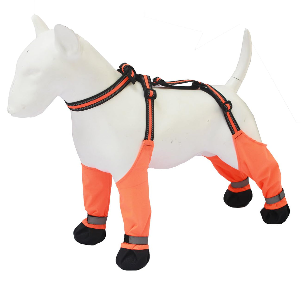 Adjustable Dog Suspender Boots with Attached Waterproof Paw Protectors, Non-Slip Summer Hiking Shoes for Rainy Days and Night Safety with Reflective Design (Orange, XS)