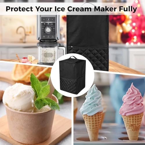 Ice Cream Maker Dust Cover, Compatible with Ninja CREAMi NC501, NC301, NC299AMZ, Ice Cream Maker Dust Cover with Accessories Pockets
