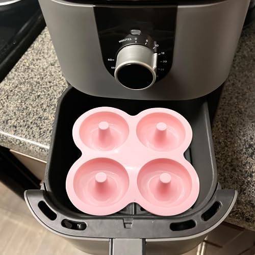 2 Pcs Air Fryer Donut Mold,Donut Pan,Reusable Donut Molds, Silicone doughnut mold, Cavity Non-Stick Bagel Pan,Ninja 2qt-8qt Air Fryer Accessories, Donut Pan for Baking