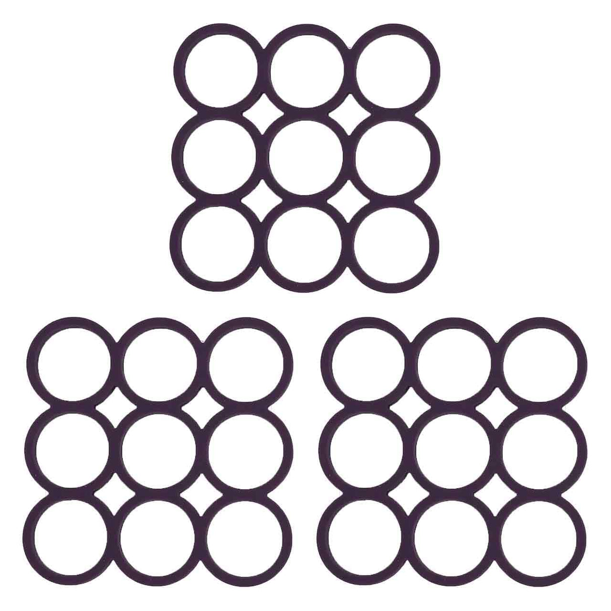 myHomeBody Silicone Trivet Heat Resistant Mat | Potholders for Kitchens | Trivets for Hot Dishes, Hot Pads for Kitchen | Kitchen Accessories Cooking Accessories | Violet Loops, Set of 3