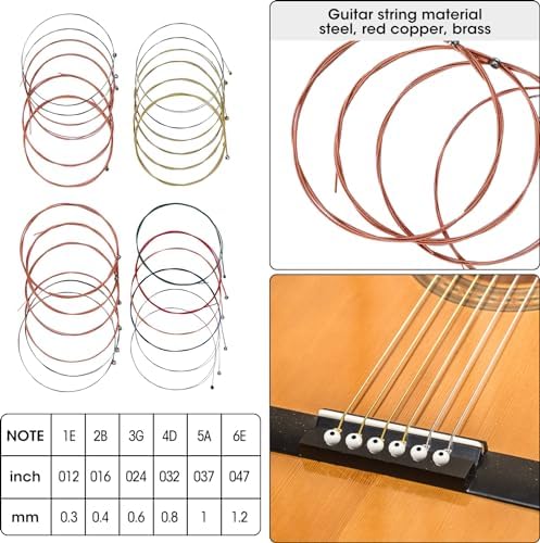 85PCS Guitar Accessories Kit, Include Acoustic Strings,Tuner,Capo,String Winder&Cutter,Picks,Bridge Pins,Nuts & Saddles,Finger Protector,Finger Picks,Fretboard Stickers for Guitar Players