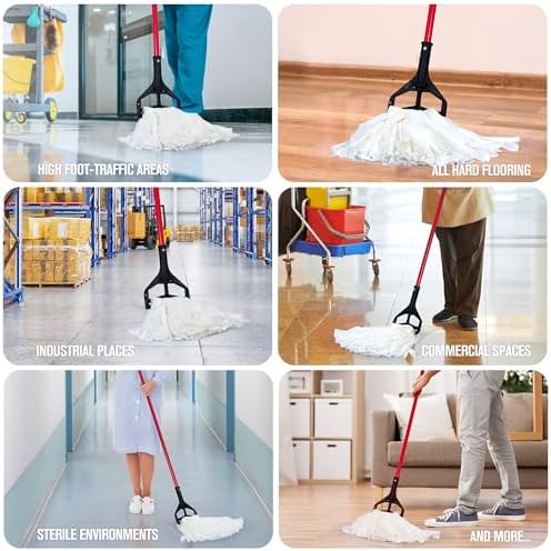 Matthew Cleaning Looped-Open Disposable Industrial Wet Mop Head 1.25'' Universal Headband Non-Woven Commercial Mop Head Replacement for Indoor&Outdoor Use,Floor Cleaning String Mop Head Refill 3 Pack