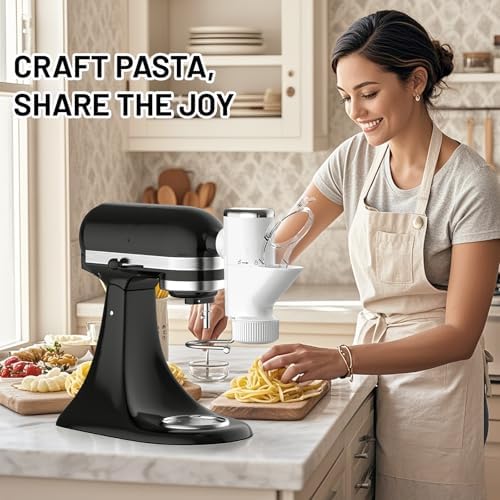Gvode Pasta Press Attachment for Kitchenaid Stand Mixers - Gourmet Pasta Press Attachment for Kitchen aid with 7 Interchangeable Pasta Plates, Pasta Extruder Accessories