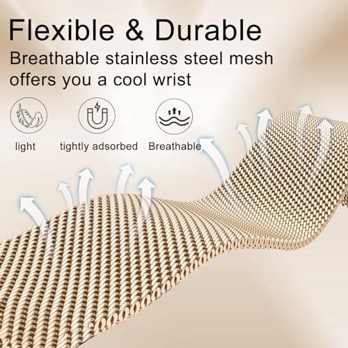 surundo Compatible with Fitbit Charge 6/Charge 5 Bands for Wmen Men, Metal Mesh Milanese Loop Adjustable Strap Replacement for Fitbit Charge 6/Charge 5 Advanced Fitness & Health Trackers