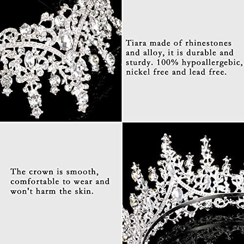 COCIDE Tiara and Crown for Women Crystal Queen Crown Rhinestone Tiara for Girl Bride Wedding Hair Accessories for Bridal Birthday Party Prom