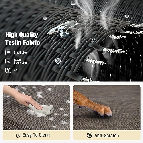 Veehoo Cooling Raised Dog Bed, Guardrail Elevated Dog Bed, Chewproof Dog Bed Frame with Washable & Breathable Teslin Mesh, Non-Slip Dog Sofa Bed Cot for Indoor & Outdoor, XX Large, Brown