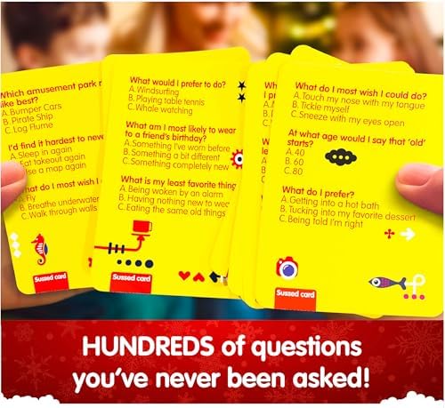 SUSSED The Wacky ‘What Would You Do?’ Social Card Game - Kids Stocking Stuffer & Family Travel Game - Fun & Easy to Play - All Ages 6 and Up - Hello Yellow Deck