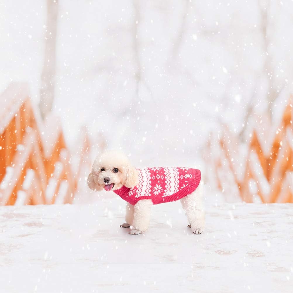 KOOLTAIL Cable Knit Valentines Dog Sweater Turtleneck, Cold Weather Pullover Classic Knitwear, Snowflake Pattern Thick Warm Winter Pet Clothes, Dog Sweater for Small Medium Large Dogs Girl, Pink S
