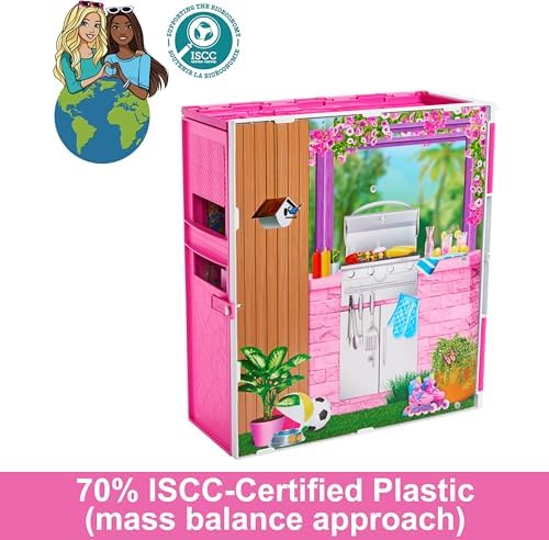 Barbie Dollhouse Playset, Getaway House with 11 Accessories Including 2 Chairs, 4 Play Areas & 360-degree Play
