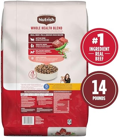 Nutrish Real Beef, Pea & Brown Rice Recipe Whole Health Blend Dry Dog Food, 14 lb. Bag, Packaging May Vary (Rachael Ray)