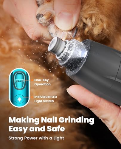 oneisall Silent Dog Clippers for Grooming, LED Light Dog Paw Trimmer Dog Nail Grinder, Rechargeable 2000mAh Dog Grooming Clippers Cordless Dog Hair Trimmer Electric Dog Trimmer for Small Dog Large Dog