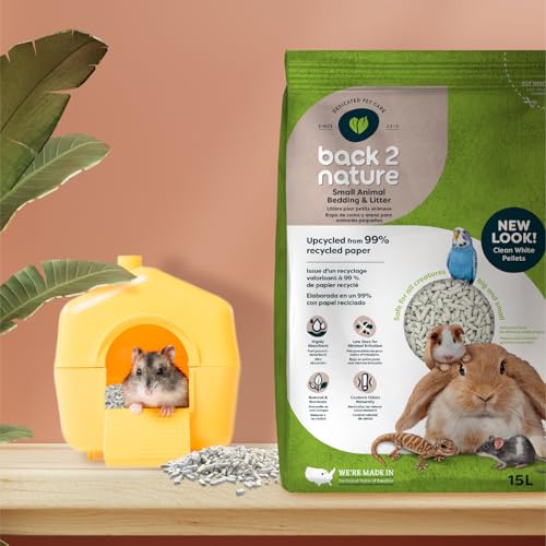 Back 2 Nature® Small Animal Bedding & Litter – Upcycled from 99% Recycled Paper | Highly Absorbent & Long Lasting Odor Control | Natural and Nontoxic | Low Dust | Easy-to-Maintain | 15L Bag